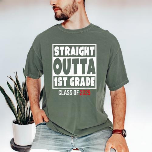 Straight Outta 1st Grade Class Of 2029 Shirt Graduation Men's Comfort Colors T-Shirt - Best Gift Smart