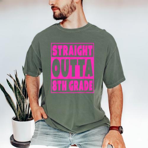 Straight Outta 8th Grade Graduation Eighth Grade T-Shirt Men's Comfort Colors T-Shirt - Best Gift Smart