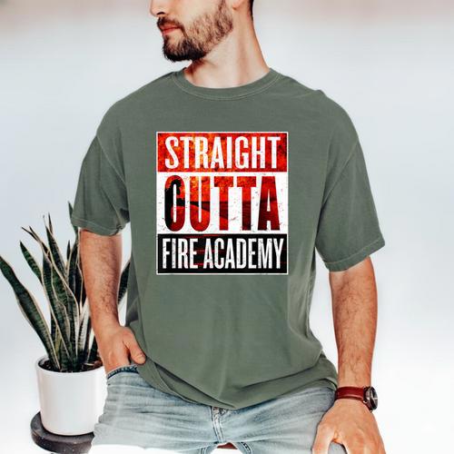 Straight Outta Fire Academy T Shirt Firefighter Graduation Men's Comfort Colors T-Shirt - Best Gift Smart