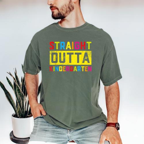 Straight Outta Kindergarten TShirt Graduation Kid Men's Comfort Colors T-Shirt - Best Gift Smart