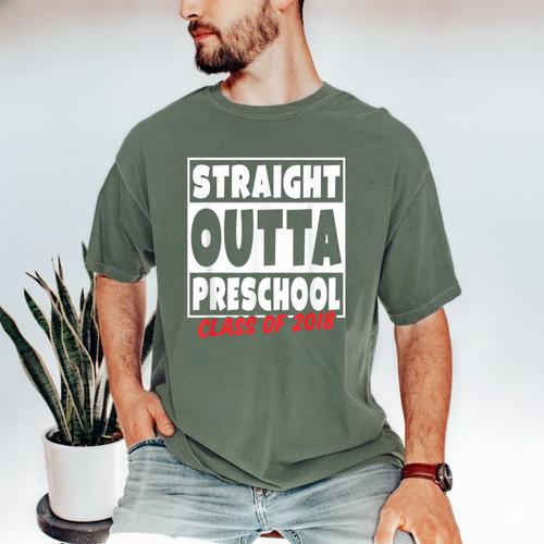 Straight Outta Preschool Class Of 2018 Graduation Shirt Men's Comfort Colors T-Shirt - Best Gift Smart