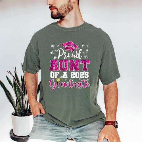 Super Proud Aunt Of 2025 Graduate Senior Graduation Family Men's Comfort Colors T-Shirt - Best Gift Smart