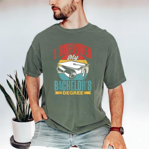 I Survived My Bachelor's Degree Party Bachelor Graduation Men's Comfort Colors T-Shirt - Best Gift Smart