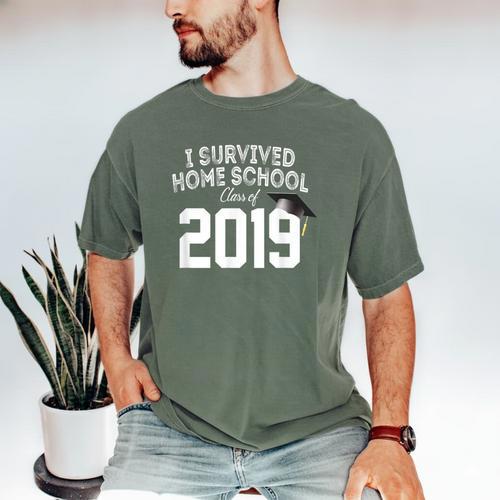 I Survived Home School Class Of 2019 Graduation t Shirt Men's Comfort Colors T-Shirt - Best Gift Smart