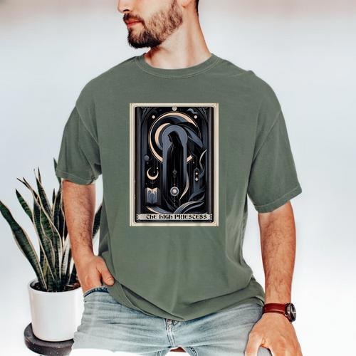 Tarot Cards Guide Book Esoteric Mysticism Clothing The High Priestess -Adults Small Classic Fit Short Sleeve Men's Comfort Colors T-Shirt - Bookorys