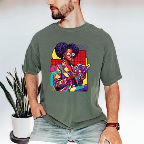 History Woman Reading Book Geometric Girl Educated Men's Comfort Colors T-Shirt - Bookorys CA