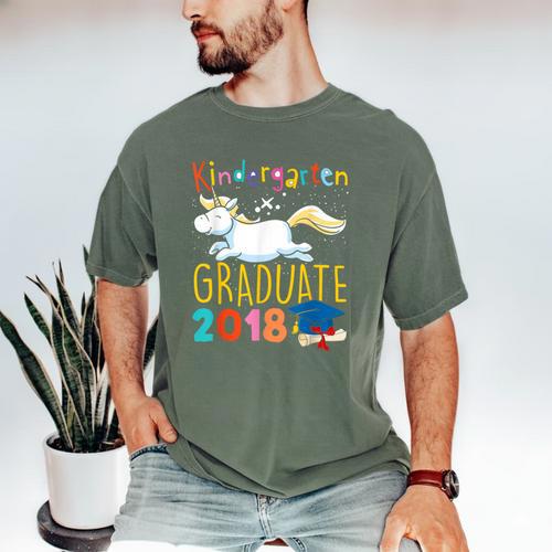 Unicorn Kindergarten Graduation Shirt Girls Men's Comfort Colors T-Shirt - Best Gift Smart