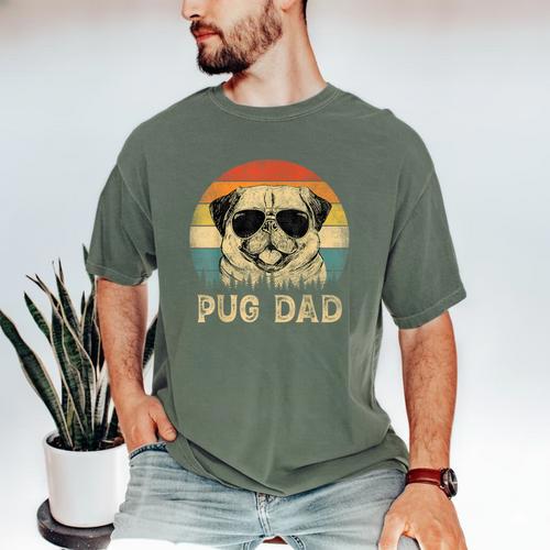 Vintage Pug Dad Dog Lovers Father's Day Tee Men's Comfort Colors T-Shirt - Father's Day Fun