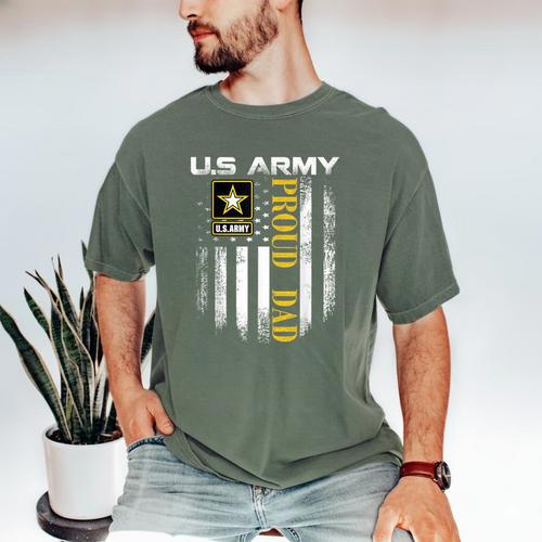 Vintage US Army Proud Dad With American Flag Men's Comfort Colors T-Shirt - Father's Day Fun