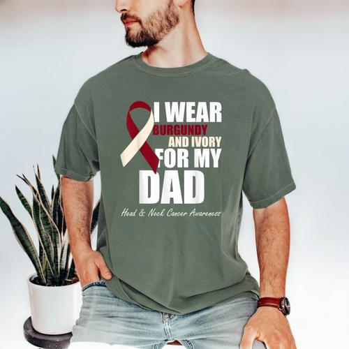 I Wear Burgundy Ivory For My Dad Oral Head Neck Cancer Men's Comfort Colors T-Shirt - Father's Day Fun