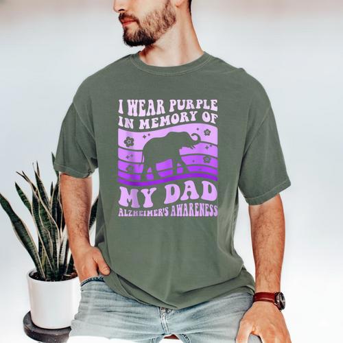 I Wear Purple In Memory Of My Dad Alzheimer's Awareness Day Men's Comfort Colors T-Shirt - Easessy