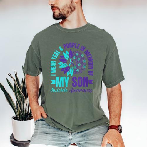 I Wear Teal Purple In Memory Of My Son Suicide Awareness Men's Comfort Colors T-Shirt - Easessy