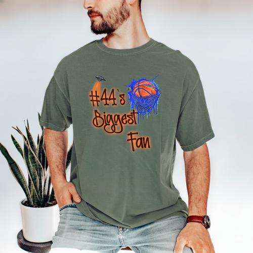 44 Biggest Fan Of Basketball Player Number 44 Dad Mom Men's Comfort Colors T-Shirt - Father's Day Fun