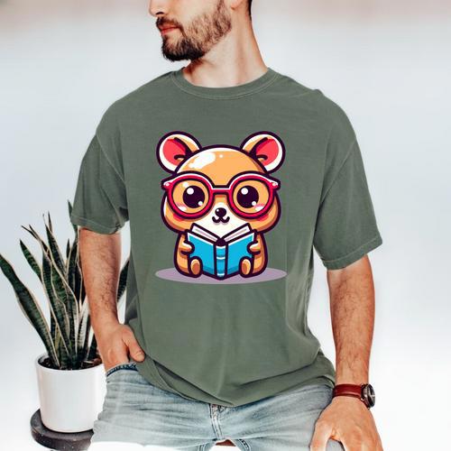 Adorable Book Lover Quokka With Reading Glasses Cute Men's Comfort Colors T-Shirt - Bookorys