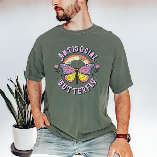 Antisocial Butterfly Tees For Introvert Men Women Girls Men's Comfort Colors T-Shirt - Raresse