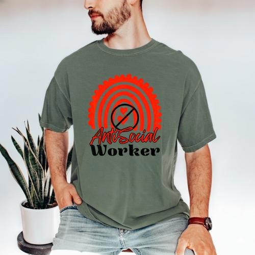 AntiSocial Worker Anti-Social Social Worker Introvert Men's Comfort Colors T-Shirt - Raresse
