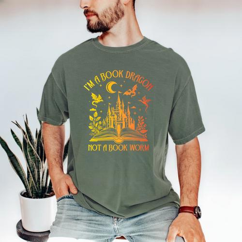 Book Dragon Not Book Worm Premium Men's Comfort Colors T-Shirt - Bookorys DE