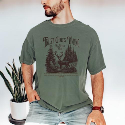 Christian Jesus Bible Verse Deer Elk Buck Hunting Dad Hunter Men's Comfort Colors T-Shirt - Father's Day Fun