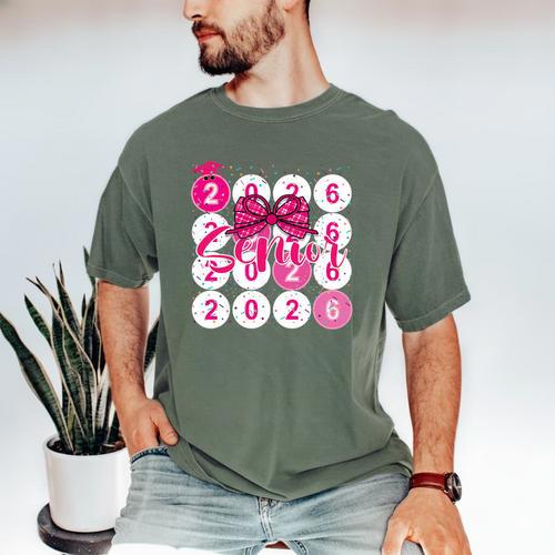 Class Of 2026 Senior Coquette Pink Bow Graduation Family Premium Tri-Blend Men's Comfort Colors T-Shirt - Best Gift Smart