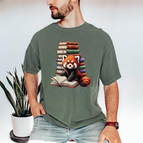 Cute Red Panda Reading Book Animal Bookworm Men's Comfort Colors T-Shirt - Bookorys DE