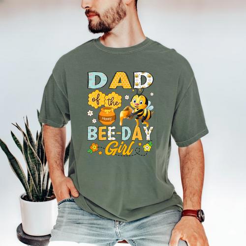 Dad Of The Bee-Day Girl Bee Birthday Party Men's Comfort Colors T-Shirt - Father's Day Fun