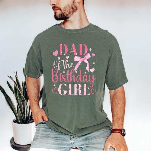 Dad Of The Birthday Girl Bow Cute Pink Matching Family Party Men's Comfort Colors T-Shirt - Father's Day Fun