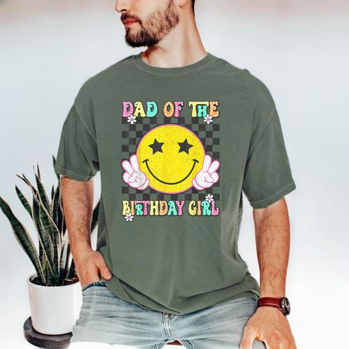 Dad Of The Birthday Girl Retro Family Matching Party Bday Men's Comfort Colors T-Shirt - Father's Day Fun