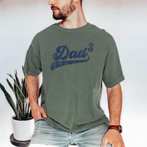 Dad3 Dad Cubed Father Of Three Daddy 3 Third Time Dad Men's Comfort Colors T-Shirt - Father's Day Fun