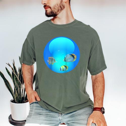 Frutiger Aero Aesthetic Tech Orb Fishes Raglan Baseball Tee Men's Comfort Colors T-Shirt - Figerry