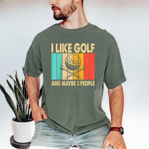 I Like Golf And Maybe 3 People Introvert Raglan Baseball Tee Men's Comfort Colors T-Shirt - Raresse