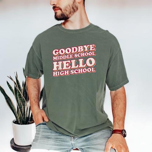 Goodbye Middle School Hello High School 8th Grade Graduation Men's Comfort Colors T-Shirt - Best Gift Smart