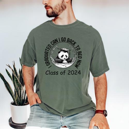 I Graduated Can I Go Back To Bed Now 2024 Graduation Panda Men's Comfort Colors T-Shirt - Best Gift Smart