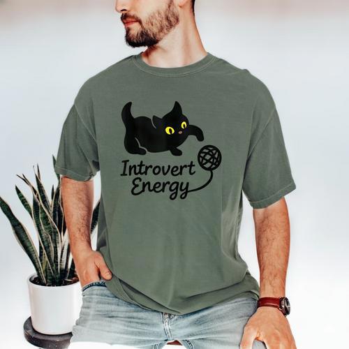Introvert Energy Cat Love Cat Meme Men's Comfort Colors T-Shirt - Raresse
