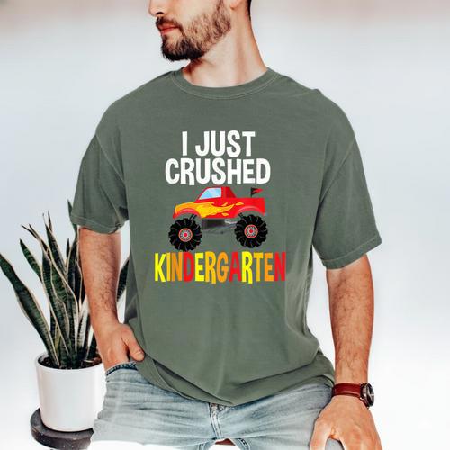 I Just Crushed Kindergarten Monster Graduation Shirt Men's Comfort Colors T-Shirt - Best Gift Smart