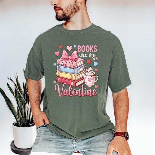 Librarian Books Are My Valentine Teacher Valentines Teach Men's Comfort Colors T-Shirt - Bookorys AU