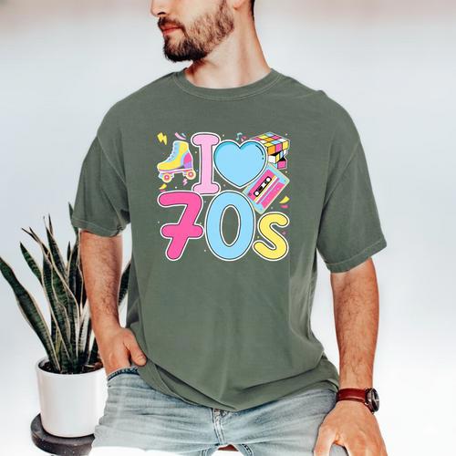 I Love 70's Retro Style Nostalgia Vibe 1970's Party Premium Tri-Blend Men's Comfort Colors T-Shirt - Figerry