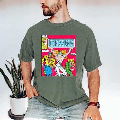 Marvel Universe Classic Dazzler Vintage Comic Book Cover Men's Comfort Colors T-Shirt - Bookorys