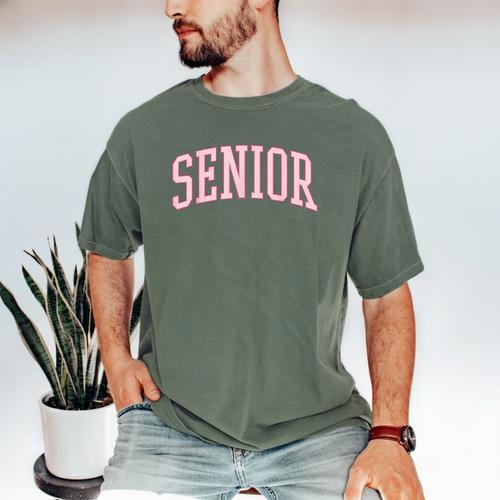 Preppy Varsity Pink Senior Graduation Men's Comfort Colors T-Shirt - Best Gift Smart