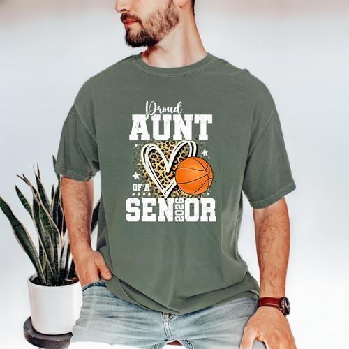 Proud Aunt Of A 2026 Senior Basketball Graduation Leopard Premium Tri-Blend Men's Comfort Colors T-Shirt - Best Gift Smart