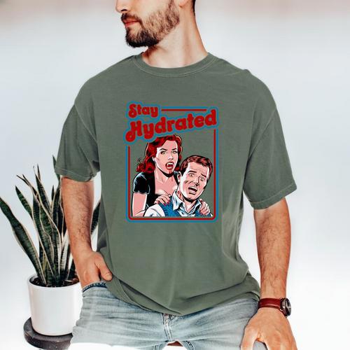 Retro Vampire Book Cover Style Stay Hydrated Halloween Men's Comfort Colors T-Shirt - Bookorys AU