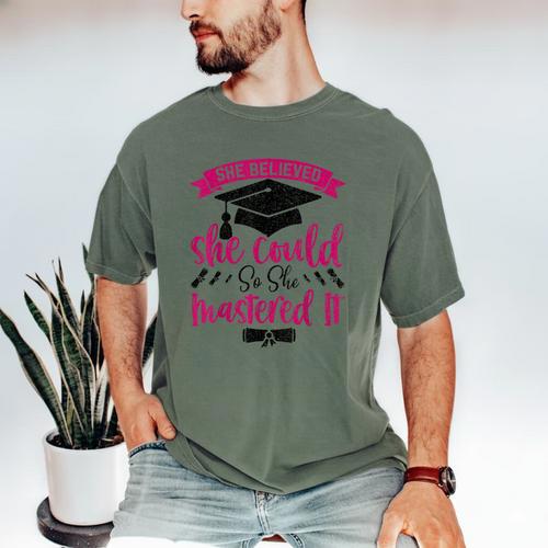 She Believed She Could So She Mastered It Graduation Men's Comfort Colors T-Shirt - Best Gift Smart
