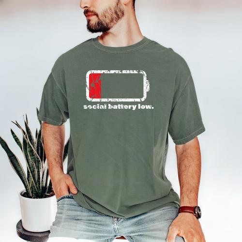 Social Battery Low Introvert Premium Men's Comfort Colors T-Shirt - Raresse