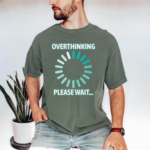 Social Introvert's Overthinking Please Wait Awkward Humor Men's Comfort Colors T-Shirt - Raresse