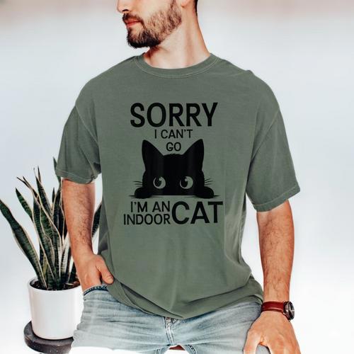 Sorry I Can't Go I'm An Indoor Cat Introvert Cats Men's Comfort Colors T-Shirt - Raresse