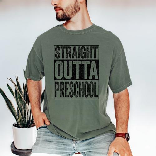 Straight Outta Preschool Shirt Boy Girl Graduation Men's Comfort Colors T-Shirt - Best Gift Smart