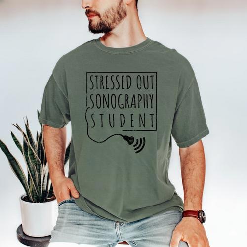 Stressed Sonography Student Ultrasound Tech Graduation Men's Comfort Colors T-Shirt - Best Gift Smart