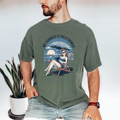 My Summer Is Fully Booked Fun Girls Summer Book Lovers Men's Comfort Colors T-Shirt - Bookorys