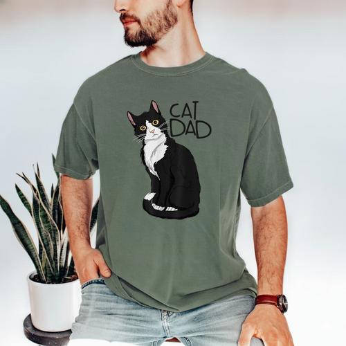 Tuxedo Cat Dad Cat Dad Tuxedo Cat Dad Men's Comfort Colors T-Shirt - Father's Day Fun