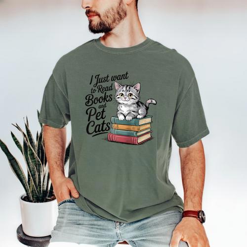 Vintage I Just Want To Read Books And Pet Cats Cat Raglan Baseball Tee Men's Comfort Colors T-Shirt - Bookorys