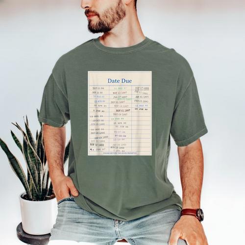 Vintage Library Due Date Card For Book Lovers Librarians Men's Comfort Colors T-Shirt - Bookorys AU